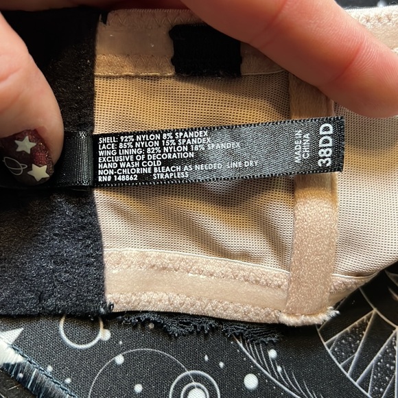 Torrid Plus Size Black Strapless Lightly Lined Smooth Straight Back Bra 38DD - Picture 3 of 5